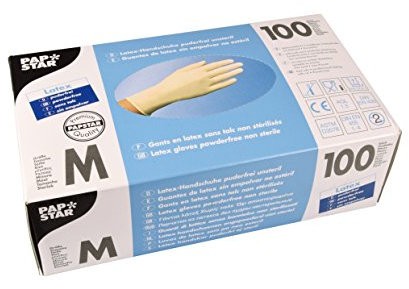 PAPSTAR Handschuhe, Latex, Weiss, M (100er Pack)