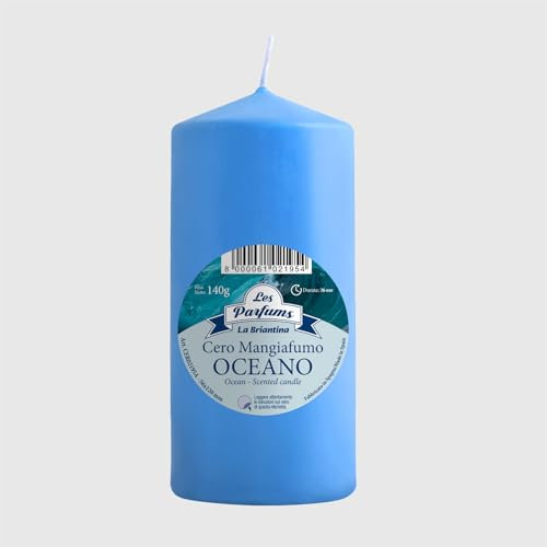 La Briantina CER02195A Bougie parfumée mangeur de fumée, cire de paraffine, bleu, hauteur 12 x ø 5,6 cm