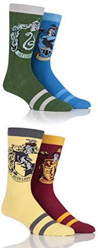 Harry Potter SOCKSHOP Herren 4 Paar Haus Abzeichen Socken - Sortiert 39-45