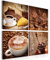 murando - Wandbilder Set Kaffee 40x40 cm 4 Teilig je 20x20 Vlies Leinwandbild Kunstdruck modern Wandbilder XXL Wanddekoration Design Wand Bild mehrteilig - Kaffeebohnen Küche Coffee braun