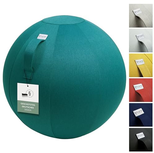 VLUV® BOL LEIV Sitzball Büro Ergonomisch [Atmungsaktiv mit Tragegriff und Wegrollschutz] Waschbarer Stoffbezug | Schwangerschaftsball| Gymnastikball Schwangerschaft Sitzball