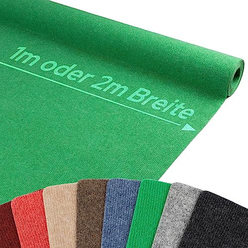 Primaflor Event- & Messeteppich RIPS MALTA – Grün - 200x500 cm – Robuster Nadelfilzteppich mit rutschfester, schalldämmender Oberfläche – ideal für den Innenbereich