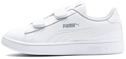 PUMA Unisex Baby Puma Smash v2 L V Inf Sneaker, Puma White-Puma White, 24 EU