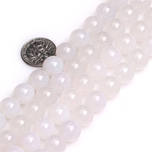8mm Natural White Agate Beads Round Gemstone Loose Beads for Jewellery Making (47-50pcs/strand)
