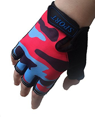 EurHouse Fahrradhandschuhe Kinder Fingerlose Handschuhe Kleinkind Mädchen Jungen Fäustlinge Gartenhandschuhe Reithandschuhe 3 4 5 6 7 8 9 Jahre Rot