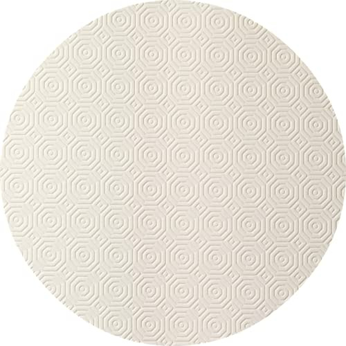 Table Protector Round Heat Resistant Felt Waterproof Dining Table Cover Cream Grey Beige Brown Black (Cream, 110 cm / 43 inch)