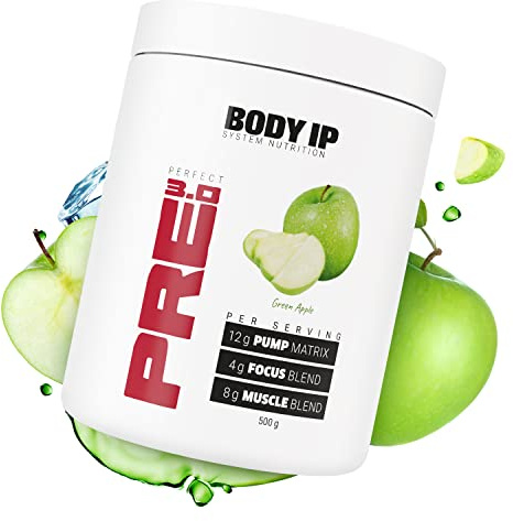 BODY IP Perfect Pre 3.0 | Green Apple | Pre Workout Shake | Pump Booster | hochdosierte Inhaltsstoffe | vegan | laktosefrei und aspartamfrei | 20 Portionen | Made in Germany