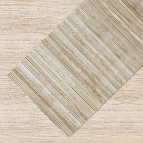 IlGruppone Tappeto Passatoia in Vero Bamboo Tappeto Cucina Ingresso in Legno Antiscivolo Aderente Lavabile E Antimacchia Tagliabile - Naturale - 50x200 cm