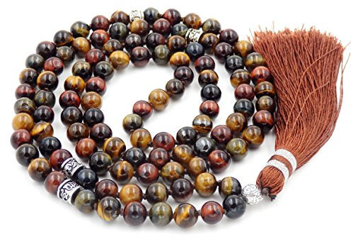 Fukugems Tibetische Mala 108 Perlen Halskette für Damen Herren Mala Stein Armband Buddhistische Meditation Halskette, 38 inch, Edelstein, Quarz