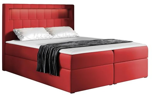Mirjan24 Boxspringbett Snap mit LED-Beleuchtung Doppelbett mit 2 Bettkästen Matratze + Topper Amerikanisches Continentalbett Polsterbett Bett mit Kopfteil Bettgestell (Soft 010, 200 x 200 cm)
