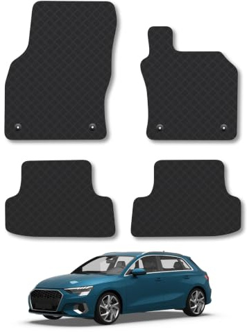 Audi A3 (2012-2020) 3mm Rubber Car Mats | Tailored Fit Durable Floor Mats Full Coverage Protection Waterproof Accessories Easy Clean Anti Slip Made in the UK