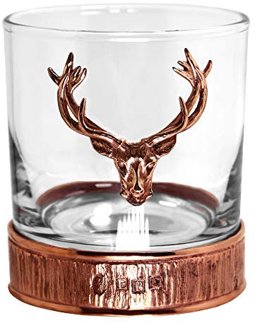English Pewter Company Copper Stag Head Whisky Glass Tumbler with Pewter Base [STAG200]