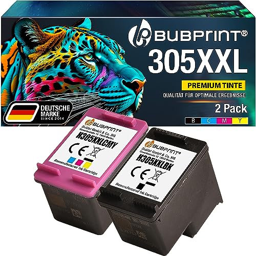 Bubprint 2 Kompatible Druckerpatronen als Ersatz für HP 305 XXL für DeskJet 2710 2720 2721 2722 2724 2700 Plus 4110 4120 4120e 4130 4100 Envy 6010 6020 6022 6030 6032 Pro 6420 6430 Schwarz & Color