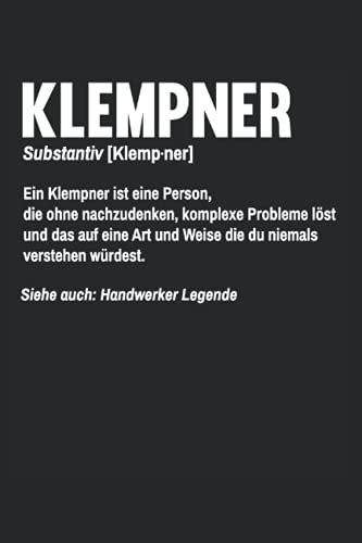 Klempner Definition Notizbuch (liniert) Heizung und Sanitär Installateur