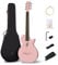 Enya Nova Go Carbon Fiber Acoustic Guitar 1/2 Size Beginner Adult Travel Acustica Guitarra w/Starter Bundle Kit of Colorful Gift Packaging, Acoustic Guitar Strap, EVA Case, Cleaning Cloth(Pink)