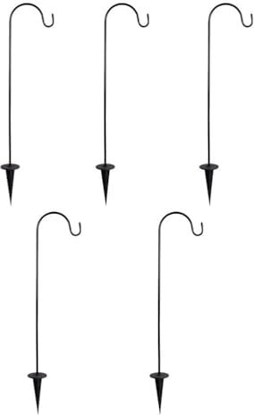 Housoutil 5 Stücke Hirtenhaken Metall Pflanzenhänger Schäferhaken Gartenstab Befestigungshaken Gartenstecker für Garten Hof Vogelfutterspender Solarleuchten Blumenkorb Laternen Haken