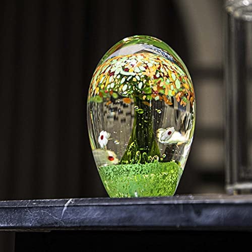 HDCRYSTALGIFTS Presse-papier en verre soufflé à la main - Arbre de vie celtique - Objets de collection pour décoration d'intérieur, centre de table
