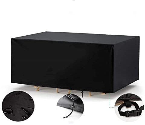 HSFFBHFBH Abdeckung Gartenmöbel 160x120x80cm Wasserdicht 420D Oxford Gewebe Rechteckig Abdeckplane Gartenmöbel Regenschutz Staubfest für Sofa Staubdicht Tisch Stühle Gartentische Schwarz