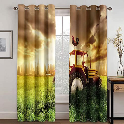 MTBDyyds Verdunkelungsvorhänge 3D Drucken 300X280Cm Wiese Auto Himmel Verdunklungsvorhänge Kinderzimmer 2 Stück Vorhang Blickdicht Ösenschal Kindergardinen Junge Verdunklungsgardine