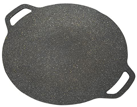 Atyhao Poêle à Barbecue Coréenne, Plaque Chauffante Ronde Noire de Forme Incurvée pour Le Camping (38cm)