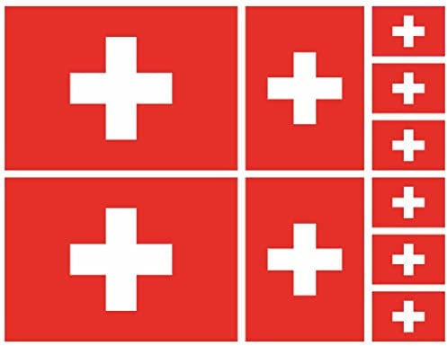 Samunshi® Aufkleber Set Schweiz Autoaufkleber 10 Flaggen Set 15cm Set Schweiz