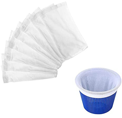 LUCKNIGHT 8Pcs Pool Skimmer Socks, Swimming Pool Skimmers Filter, Reusable Pool Skimmer Basket Bag, Ultra Fine Mesh Socks for Skimmer Basket Clean Debris and Leaves