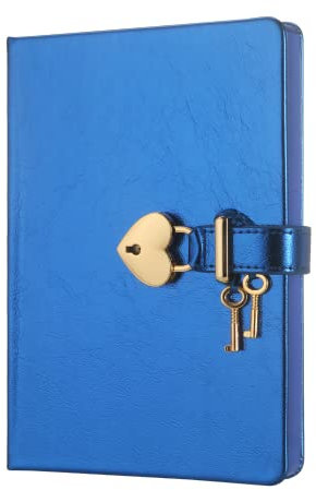 Victoria's Journals Heart Shaped secret diary for girls and Luxury Box Gift, Leather Cover, Lock journals for women, Cute Notebook size 13x18 cm, 320 pages (Blue)