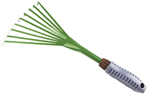 SEIWEI Hand-Laubrechen, 9-Zähne-Besen mit ergonomischem Soft-Touch-Griff, 39 cm lang, für Garten, Terrasse, Hinterhof, Kehren, Picking..