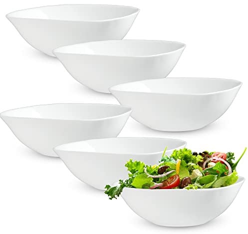 KADAX Weiße Glasschale, Salatschale, Set Schale, eckige, weiße, mikrowellengeignete Müslischüssel, Servierschalle für Salate, Suppen, Vorspeisen, Obst (17cm, 3, stück)
