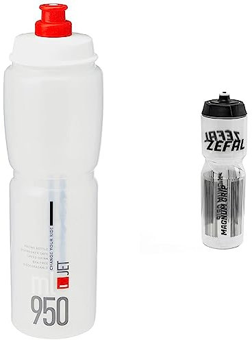 Elite Jet Biodegradable clear red logo 950 ml & Zefal Magnum Water Bottle, 1 Litre, Translucent