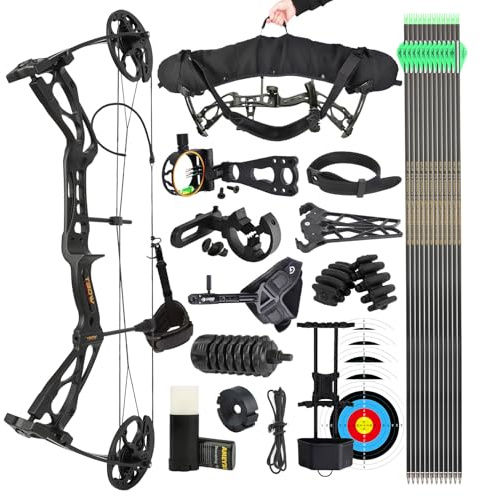 Bogenschießen CompoundBogen Set, Jagd und Zielen, 0–70 lbs verstellbar, IBO 325 FPS, Erwachsene Bogen, Bogenschießen Jagdbogen