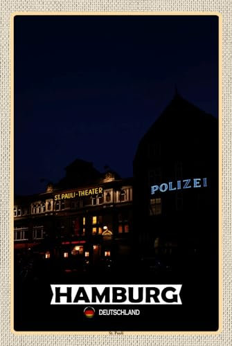 AGDeko® Blechschild 18x12 cm Hamburg St. Pauli Theater zum Aufhängen oder Stellen Raum Dekoration