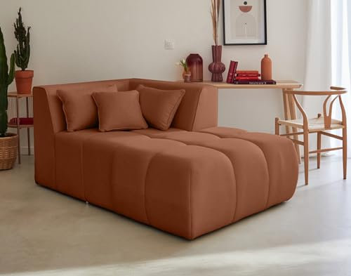 Lisa Design Caracas - modulsofa Recamiere rechts - aus Stoff Rostfarben