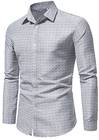 Chemise blanche à manches longues pour homme - Mode slim décontractée - Slim - Chemise large pour homme, Blanc., XS