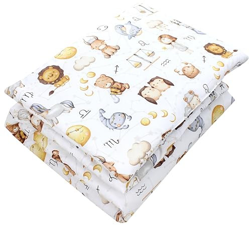 TupTam Kinder Gemusterte Bettdecken Set Ganzjahresdecke Bettdecke Kopfkissen Flachkissen 2tlg., Farbe: Tierkreiszeichen, Größe: 135x100 cm