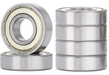 XiKe 6001ZZ Kugellager 12x28x8mm Chromstahl｜Vorgeschmiert｜Metall Doppeldichtung, 6001-2Z Rillenkugellager mit Abdeckungen, 6er-Packung