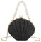 MilyaDE Damen Glitzer Muschel Clutch Acrylic Paillette Geldbörse Schultertasche Umhängetaschen Handtasche mit Perlen Metal Ketten 19,5 * 6 * 16,5cm, Schwarz