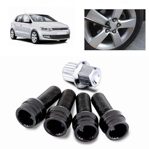 Juego de tornillos de rueda y tuercas de bloqueo de acero negro M14 x 1,5 mm con llave – Robusto y resistente a la corrosión, fácil instalación