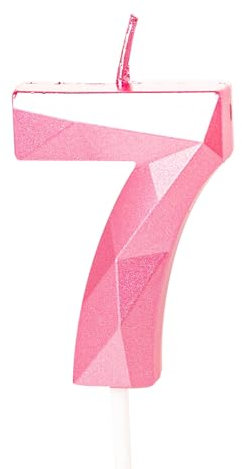 Pink 7 Birthday Candle for Cake, 7th Birthday Cake Toppers