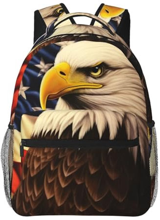 VducK Rucksack für Damen und Herren, lässiger Tagesrucksack, Steampunk-Uhr, Wanderrucksack, Outdoor-Reisetasche, Flagge und Adler, One size