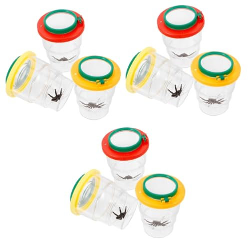 Mipcase 9 Pièces Tasse D'Observation Loupe Loupes À L'Extérieur Jouets pour Enfants Miroir Grossissant Enfants Étudiants Conteneur De Loupe Pots À Insectes Petit Étui À Insectes Loupe Pot