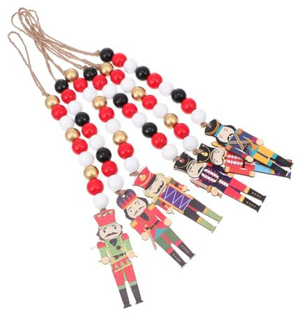 Garneck 3 Sätze 6Tlg Walnuss-Soldat-Anhänger rustikale festlich Weihnachtspuppenanhänger Christbaumkugel zum Aufhängen Weihnachtsgirlande Anhänger aus Holzperlen Christbaumschmuck