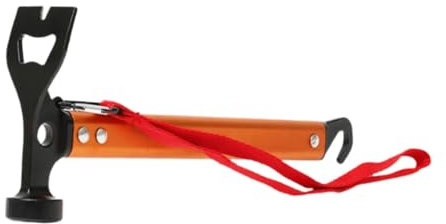 Colcolo Tent Stake Hammer, Camping Hammer with Hook, Multitool Heavy Duty Stake Remover Tent Peg Stake Mallet for Camping Tent Hiking, Orange