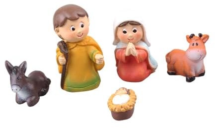 Fenteer Statuen der Heiligen Familie, Krippenfiguren von Jesus, Sammeln von Tischdekorationen, religiöse Skulpturen für den Kamin, Terrassentisch