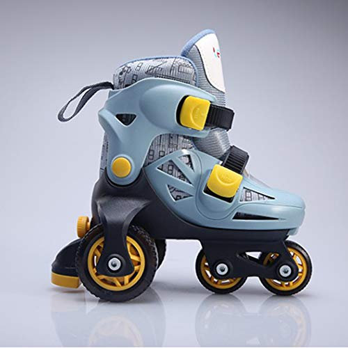 TIANHEY Rollschuhe Für Mädchen Quad-Rollschuhe Für Kinder Für Drinnen Und Draußen Kinder-Skates Rollschuhe Für Kinder Tolle Jugend-Skates Für Anfänger,Grau-Xs Interessant