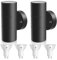 ALUSSO LIGHTING 2er Set LED Aussenlampe Innen/Außen Edelstahl Up Down Wandleuchte, Außenlampe inkl. 4x 8W GU10 Glühbirnen 750LM 3000K/4000K/6000K Außenleuchte, Wandlampe IP65 für Garten, Schwarz