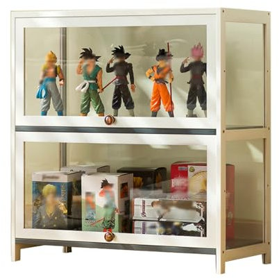 Witriolik Vitrinenschrank, Glasvitrine Stehend, Sammlervitrine Acryl-Sammlungsvitrine Curio-SchräNke für Miniaturmodelle von Autos, Figur(70x33x73cm-2 Schicht/Weiß-Von Allen Seiten transparent)