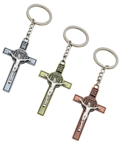 QIBZI Porte-clés femme, homme, pendentif croix sac de voiture (3 pièces) Multicolore Unisexes-Adultes