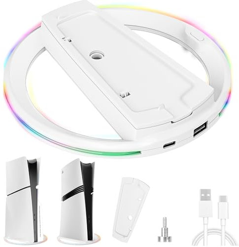 Support Vertical pour Playstation 5 Slim et Playstation 5 Pro, LED RVB, Accessoire de Jeux vidéo pour Console PS5, Disque et édition numérique, avec vis et câble