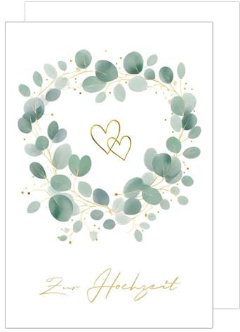 Edition Seidel Premium XXL Maxi Glückwunschkarte zur Hochzeit mit Umschlag Format DIN A4. Hochzeitskarte Grußkarte Vermählung Just Married Wedding Day Brautpaar Eukalyptus (A4-H482)